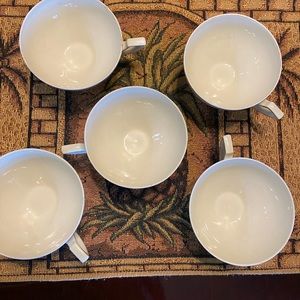 Haviland set of 5 White Ceramic Cup & saucer, with gold trim by Haviland